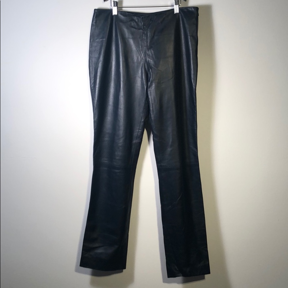 Bally Navy Blue Leather Pants 10